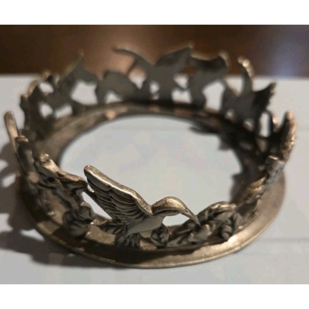 Scents And Accents Pewter Candle Holder Hummingbirds Retired